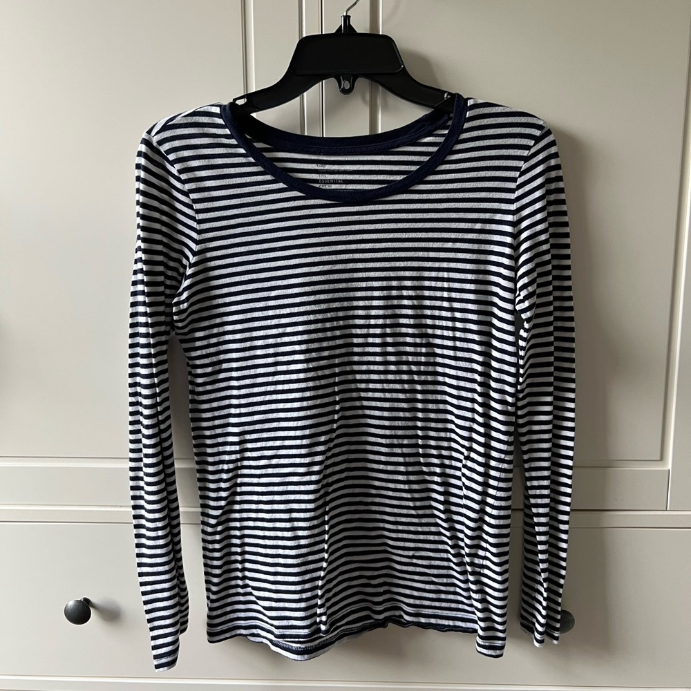 Gap The Essential Crew Prima Cotton Striped Long Sleeve